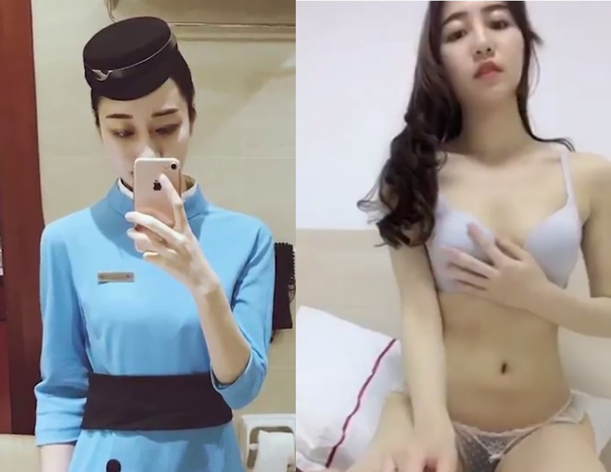 Tiếp viên hàng không rậm lông hay nứng - clip sex